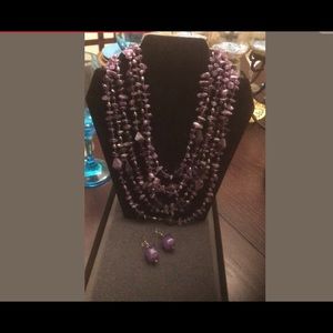 Genuine Amethyst  HSN 6-Strand Necklace/earrings